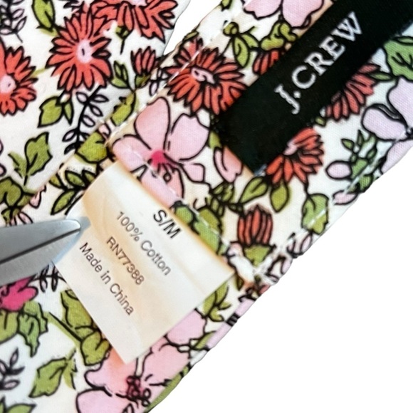 J Crew Floral Print Fabric Belt D-RIng Adjustable 100% Cotton Pink Green S/M - Picture 5 of 6